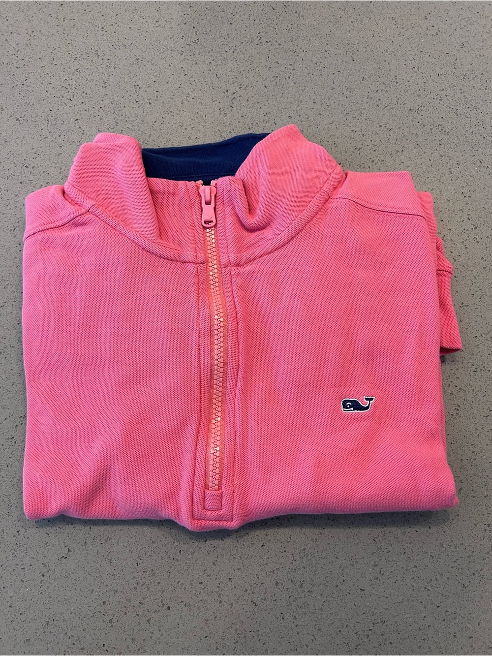 Vineyard Vines Coral Pink Quarter-Zip Sweatshirt with Navy Whale Logo